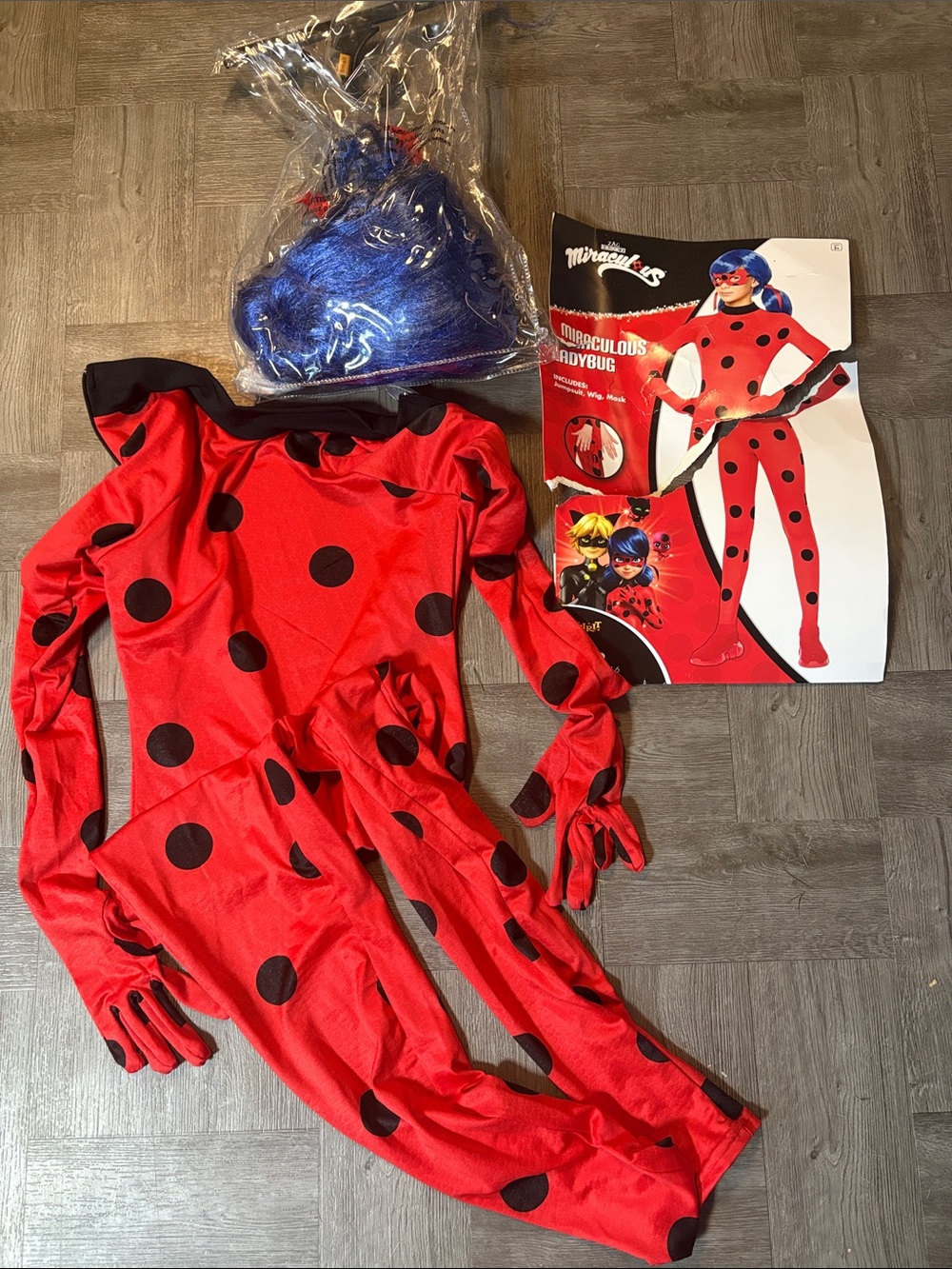Miraculous Ladybug Red & Black Kids Costume - Jumpsuit & Wig (no mask)